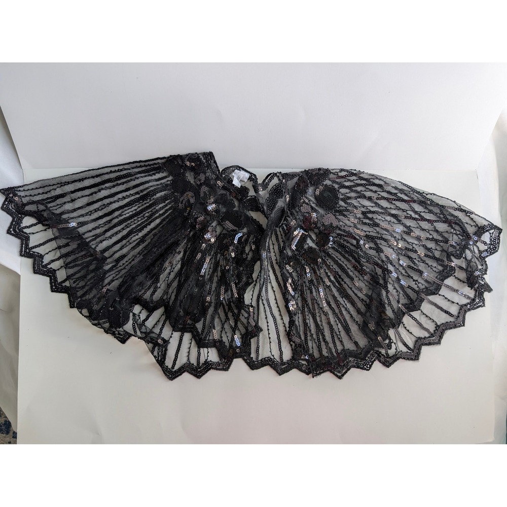 Sequin Capelet Petite Cape Black Party Evening Occasion Costume os one size